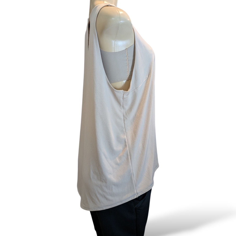 Express Cream Dressy Long Hem Double Lined Sleeveless Tank Top Women's Large NWT - Picture 12 of 16